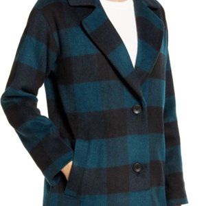 Bernardo Large wool buffalo checked blue/black coat